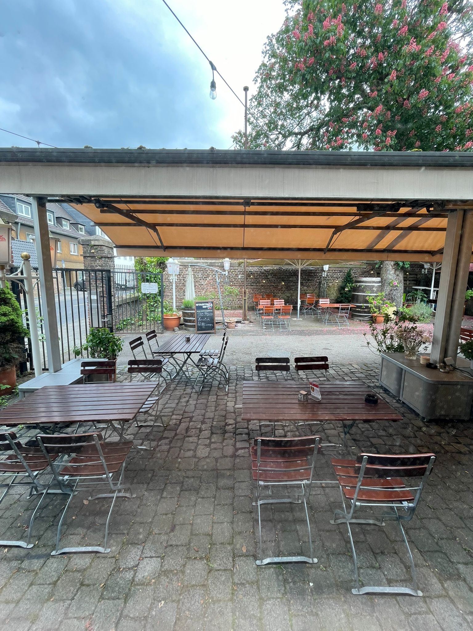 Grüner Garten- und Außenbereich zum Speisen